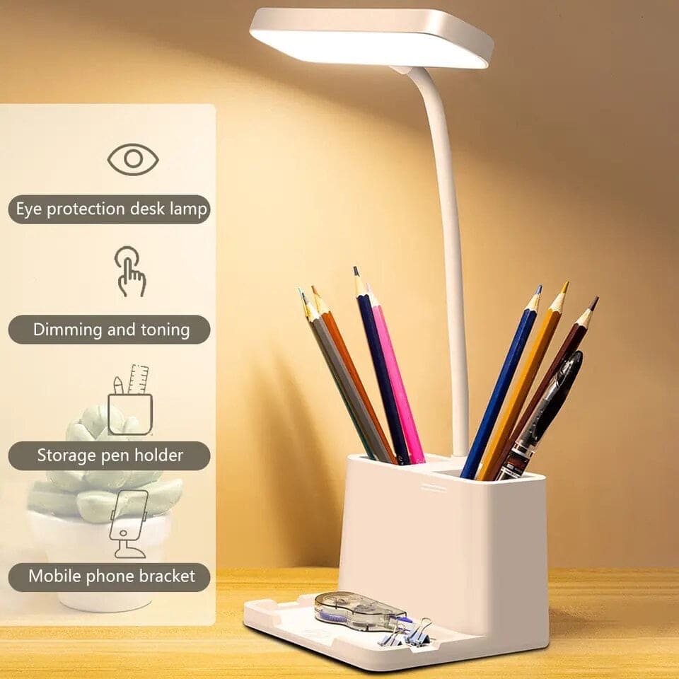 LED Table Lamp With Pen Holder, Long Bright Learning Light, Touch Control Night Light, Rechargeable Study Lamp, 3 Modes Dimming Bedside Light, Adjustable Gooseneck Reading Lamp LED Table Lamp With Pen Holder, Long Bright Learning Light, Touch Control Night Light, Rechargeable Study Lamp, 3 Modes Dimming Bedside Light, Adjustable Gooseneck Reading Lamp